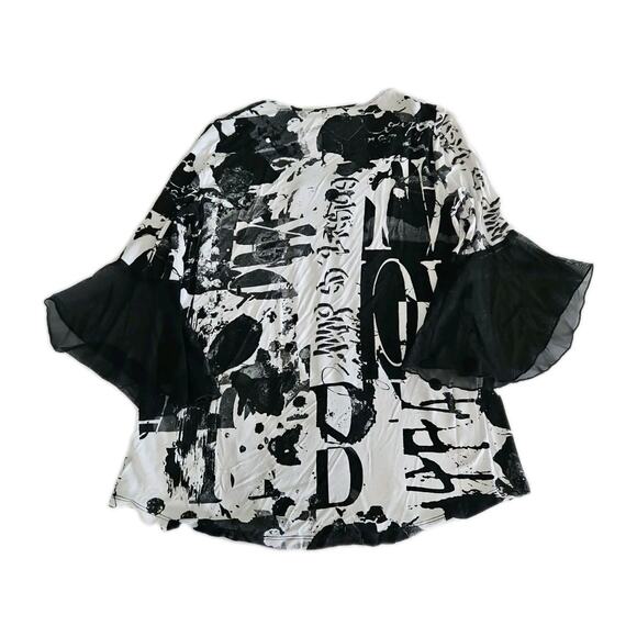 Yvonne Marie Womens Blouse Multicolor Size PS Polyester Blend Stretch 3/4 Sleeve - Picture 2 of 12